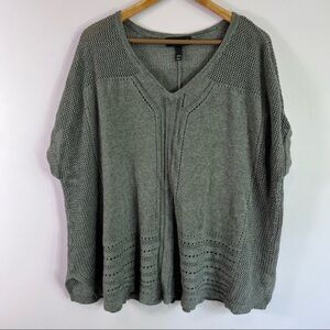 LANE BRYANT Gray Open Weave Drapey Boxy V Neck Sweater Shirt Swim Cover  22/24